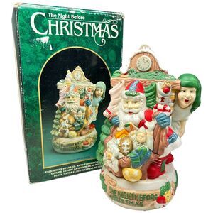 The Night Before Christmas Clement C Moore Porcelain‎ Music Box 1991 Vintage
